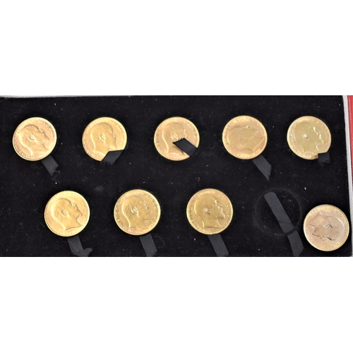 20 - Gold Sovereigns 1902-1910 cased set of King Edward VII, GVF to GEF or better (9) with a receipt date... 