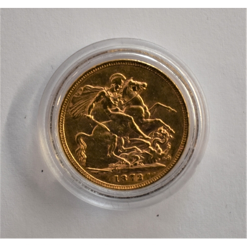 22 - Gold 1872 Victoria Sovereign, GVF