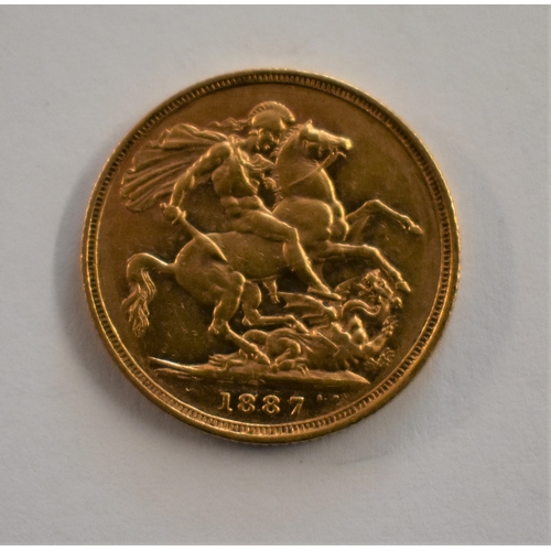 31 - Gold 1887 Victoria Jubilee Head Sovereign, VF