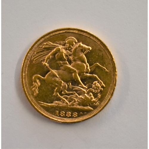 32 - Gold 1888 Victoria Jubilee Head Sovereign, VF