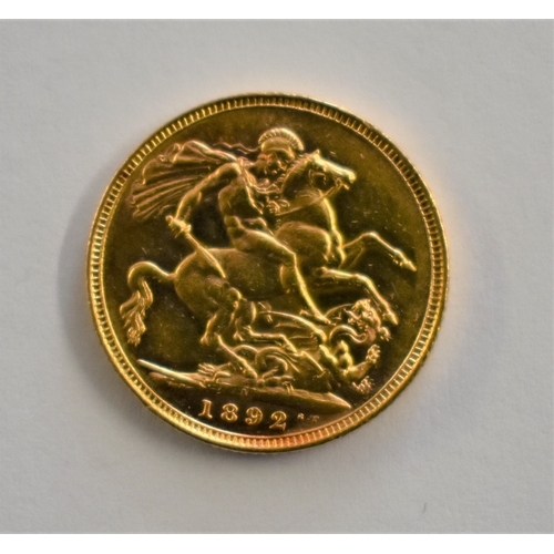 35 - Gold 1892 Victoria Jubilee Head Sovereign, EF