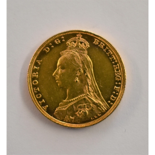 35 - Gold 1892 Victoria Jubilee Head Sovereign, EF