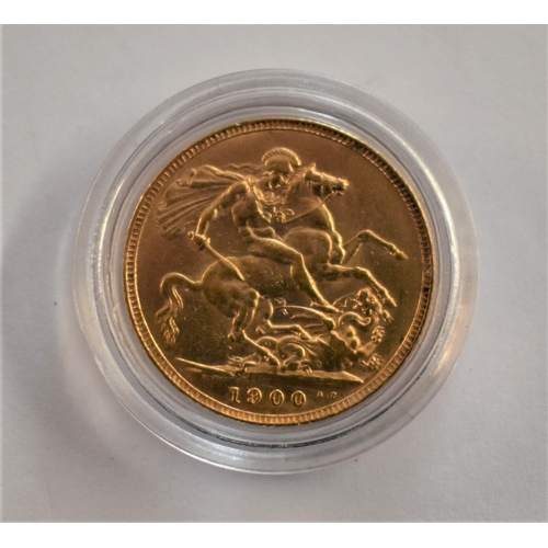 45 - Gold 1900 Victoria old Head Sovereign, AEF