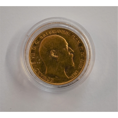 52 - Gold 1907 KEDVII Sovereign, GVF+