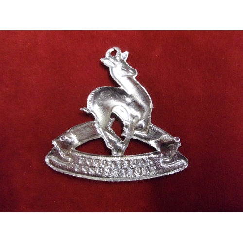 150 - South African union cadets badge (White-metal), screw back fixings, with scroll reading 