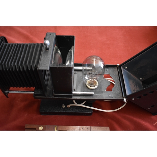 458 - Ensign Optiscope No.6 Lantern Slide Projector, fits 3 1/4x3 1/4 Inch slides. Aldis Uno Projector Len... 