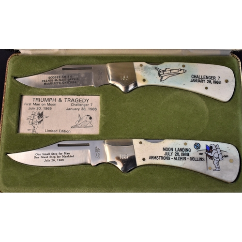 53 - Frost Cutlery NASA Triumph & Tragedy Knife Set, limited Edition No. 183. First man on the Moon and t... 