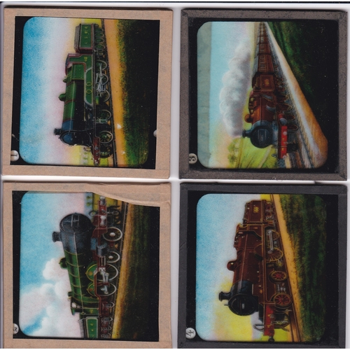 545 - Trains Magic Lantern Slides (15) Colour plates produced by Ilford Ordinary Plates. A beautiful colle... 