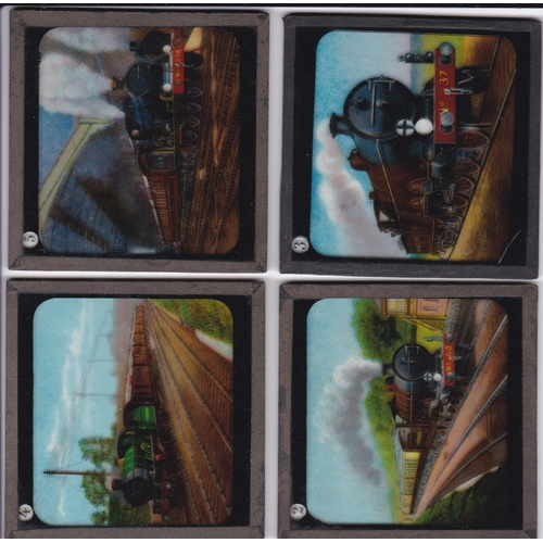 545 - Trains Magic Lantern Slides (15) Colour plates produced by Ilford Ordinary Plates. A beautiful colle... 