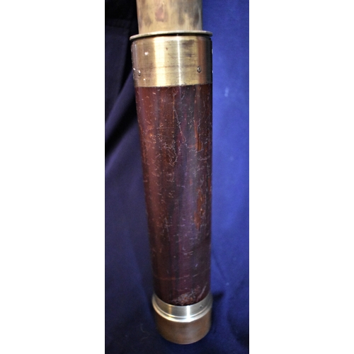 55 - British Military/Nautical 19th century mahogany cased and brass mounted telescope. Four draw with le... 