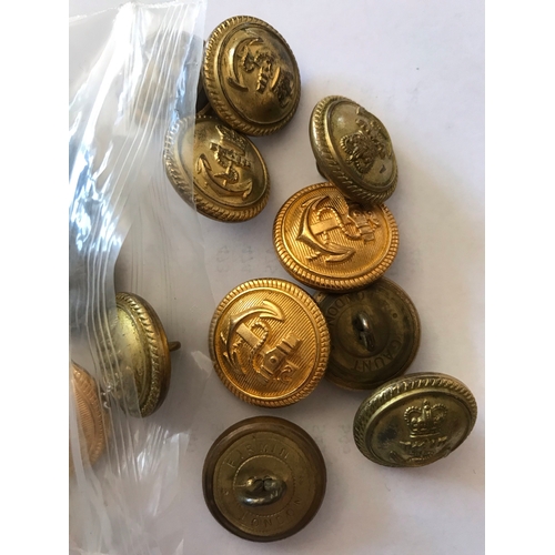 100 - Military Buttons (39) Large including British EIIR Royal Navy Buttons and French Military Buttons