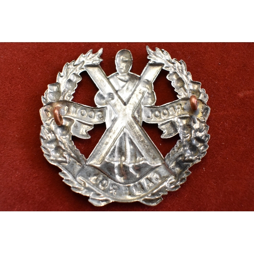 106 - British Liverpool Scottish (Cameron Highlanders) WWII Cap Badge (White-metal), two lugs