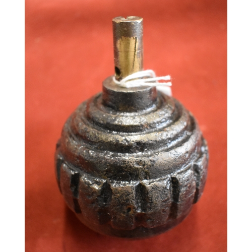 13 - German WWI M1915 Kugel Hand Grenade, with scarce brass fuze, an good relic condition Grenade.