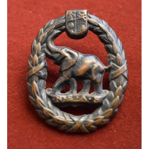 163 - South African Army WWII Native Military Corps (N.E.A.S.) Cap Badge (Bronze), two lugs.