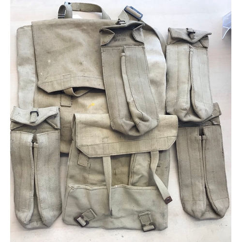 249 - British 1937 Pattern Webbing Kit all dated 1950's (Korean War era), including a backpack, haversack ... 