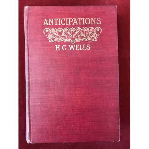 343 - Anticipations First edition by H.G. Wells, 1901, no D/W, faded spine