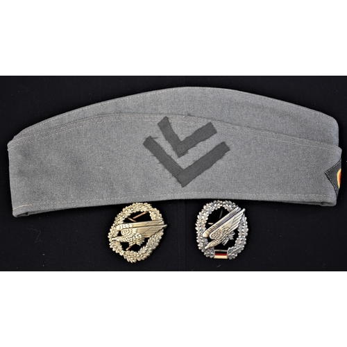 44 - German Bundeswehr Army side cap with NCO Chevrons sewn on the side, label inside stamped 