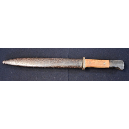 45 - German WWII Mauser Bayonet with maker '162y' obverse of the ricasso and '43ASW' on the reverse, non ... 