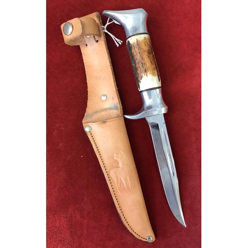 58 - Whitby 1960's Hunting Knife  made Solingen Edgebrand No.51, with Leather Sheath having the design of... 