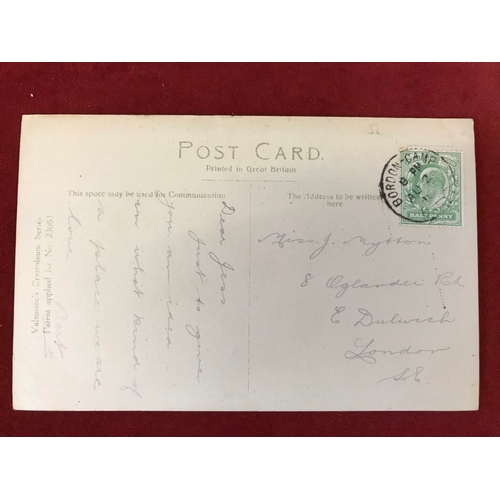 91 - Military Camp Postcard - 1910 Bordon Camp/Hants scarce *** Single ring date stamp on colour postcard... 