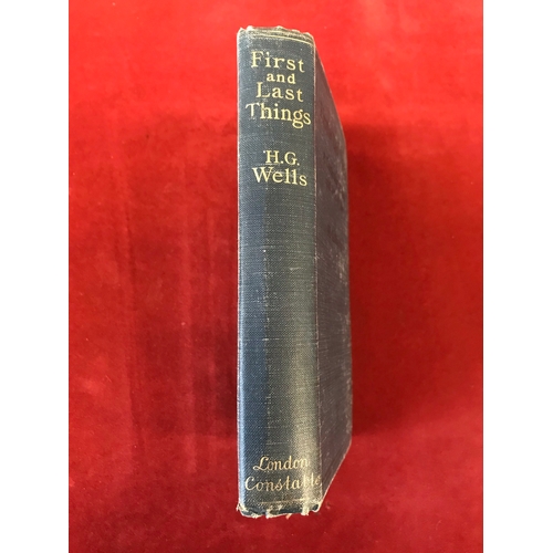 351 - First and Last Things First edition 1908, no D/W, fair condition, also Tauchnitz 1909, poor conditio... 