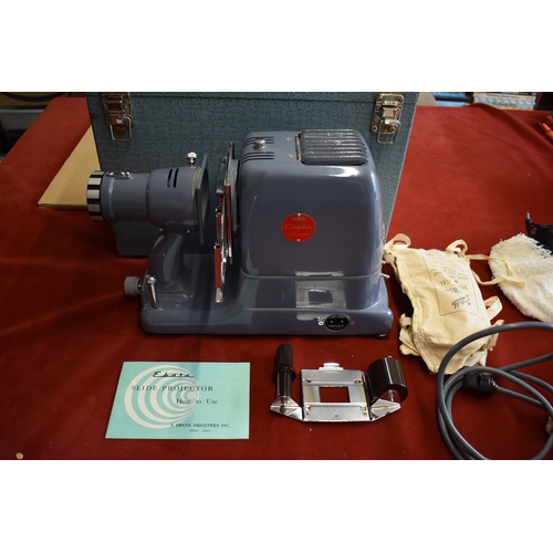 462 - Ebata Model 500 Slide Projector, F/3.0 Projection lens and takes 6cmx6cm slides and 35mm strip film ... 