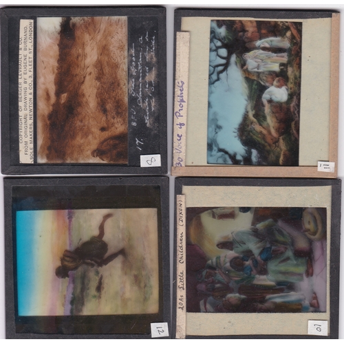 540 - Religious Magic Lantern Slides (12) colour slides including: Joseph's Father in Egypt, Moses, The Ch... 