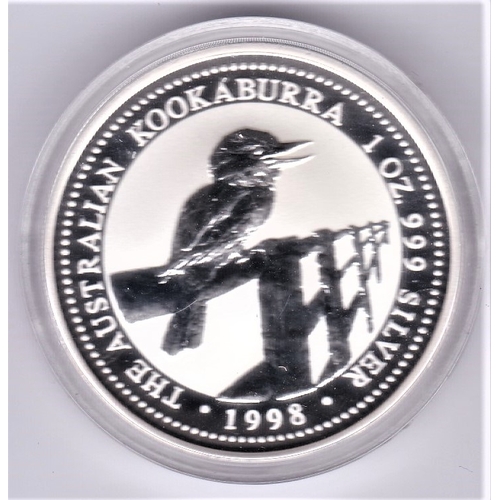 16 - Australia 1995 silver proof dollar kookaburra on a fence