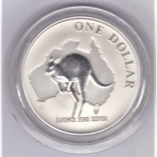 25 - Australia 2000 silver proof dollar kangaroo/map