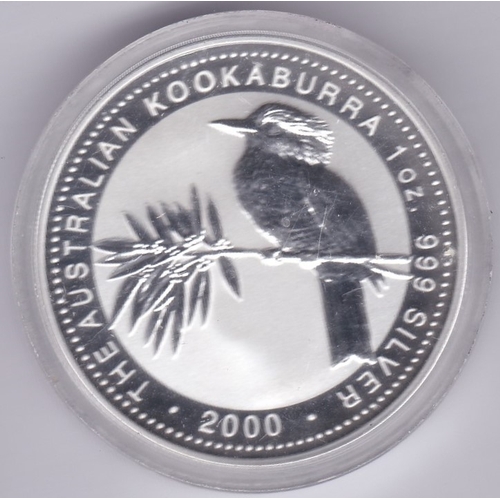 26 - Australia 2000 silver proof dollar kookaburra on a branch