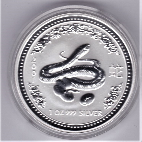 29 - Australia 2001 silver proof dollar rev snake