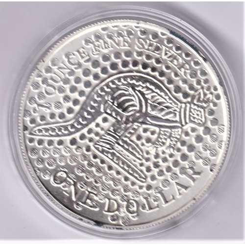 32 - Australia 2001 Silver proof dollar aboriginal design, KM 590