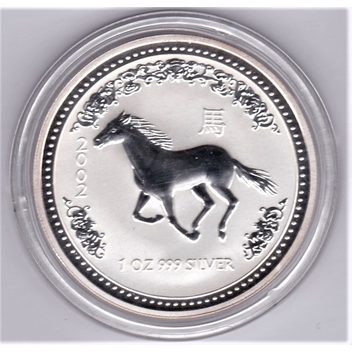 33 - Australia 2002 Silver dollar year of the horse, KM 580