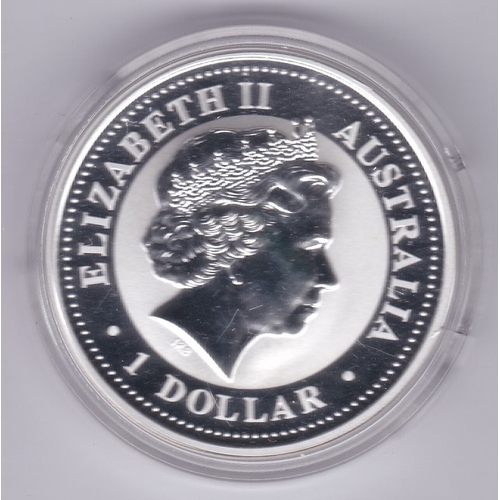 38 - Australia 2002 Silver dollar kookaburra in flight/map KM 691.1.