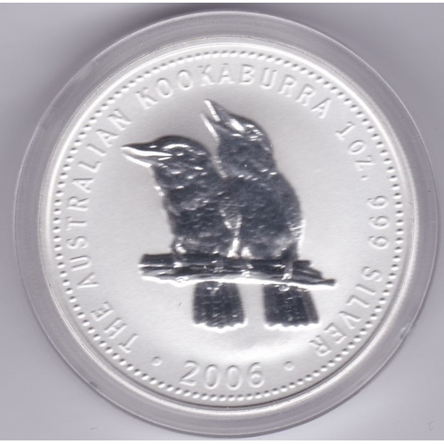 45 - Australia 2006 Silver dollar KM 886, kookaburras on branch