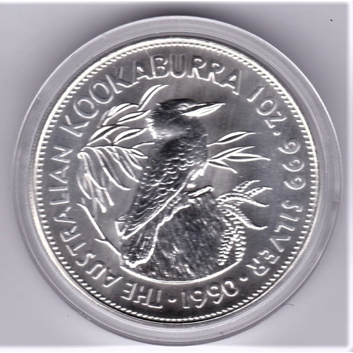 6 - Australia 1990 Silver UNC five dollars kookaburra