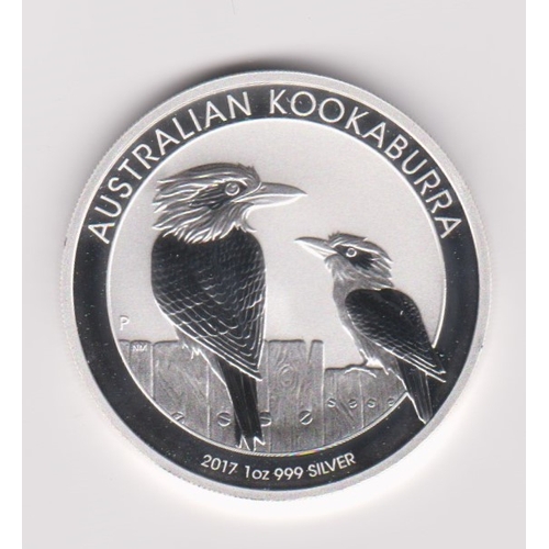 63 - Australia 2017 Silver dollar kookaburra and young on a fence