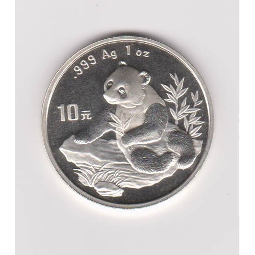 64 - China 1998 10 Yuan Silver proof Temple, rev Panda seated