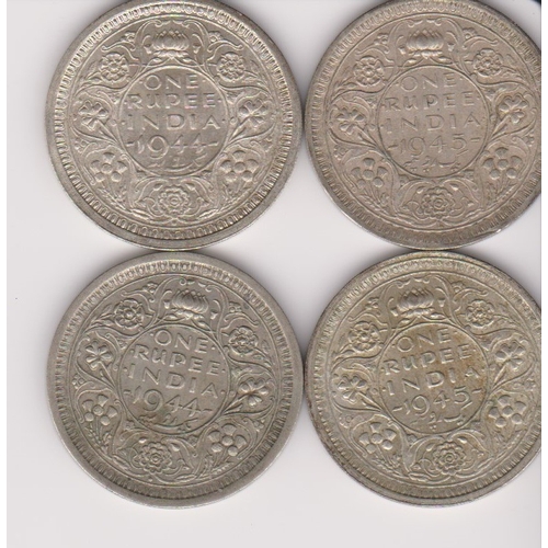 103 - India rupees, 1944 (2), 1945 (2),VF or better