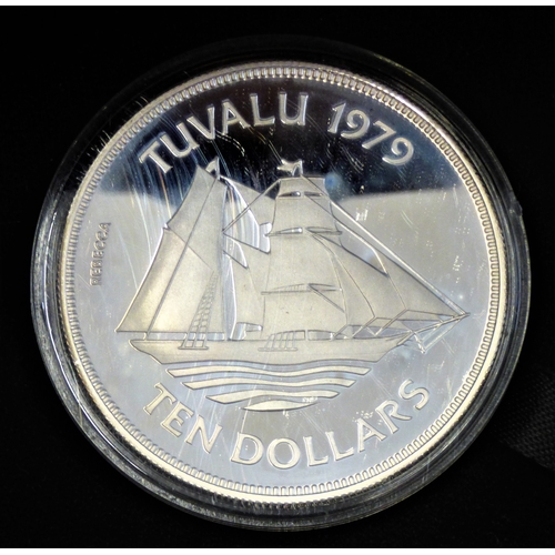 117 - Tuvalu 1979, $10 silver proof (35 GR) 42 mm, royal mint case and certificate