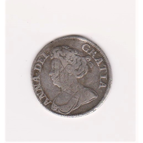 118 - 1711, ANNE shilling fine but scratches to the bust, angles plain, S 3618