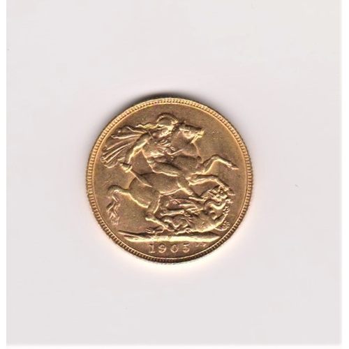 142 - 1905 Gold Sovereign AUNC