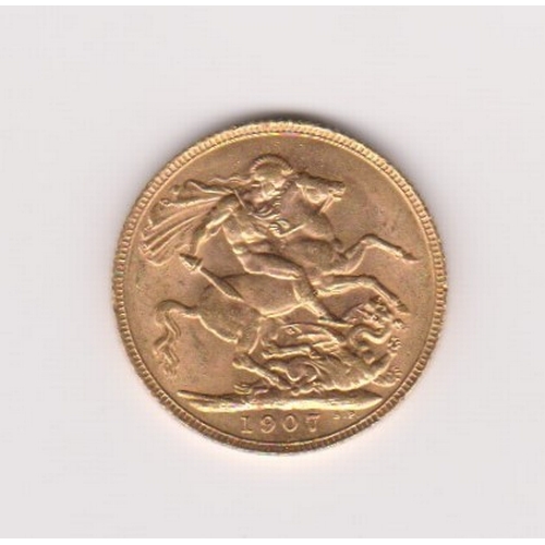 143 - 1907 Gold Sovereign AUNC