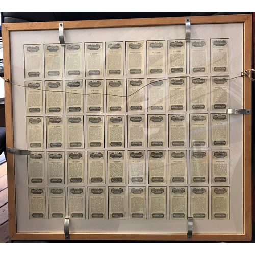 175 - Framed collection of full set of 50 cigarette cards, Ardath Cork Cricket, Tennis & Golf celebrities ... 