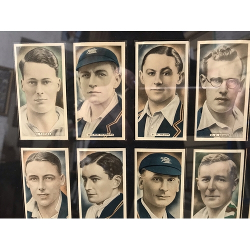 175 - Framed collection of full set of 50 cigarette cards, Ardath Cork Cricket, Tennis & Golf celebrities ... 