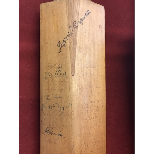 192 - Cricket bat, B Warsop Patsy Hendren Autograph bat signed by the Rest of the World V England players ... 