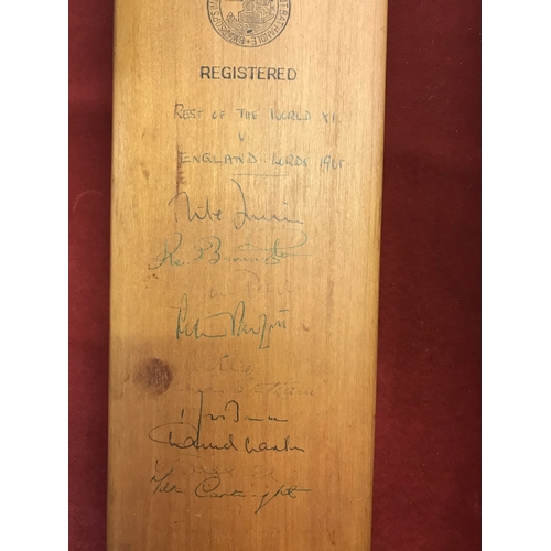 192 - Cricket bat, B Warsop Patsy Hendren Autograph bat signed by the Rest of the World V England players ... 