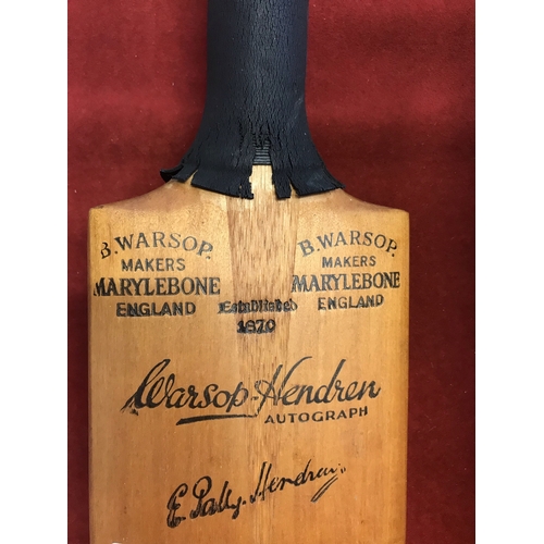 192 - Cricket bat, B Warsop Patsy Hendren Autograph bat signed by the Rest of the World V England players ... 