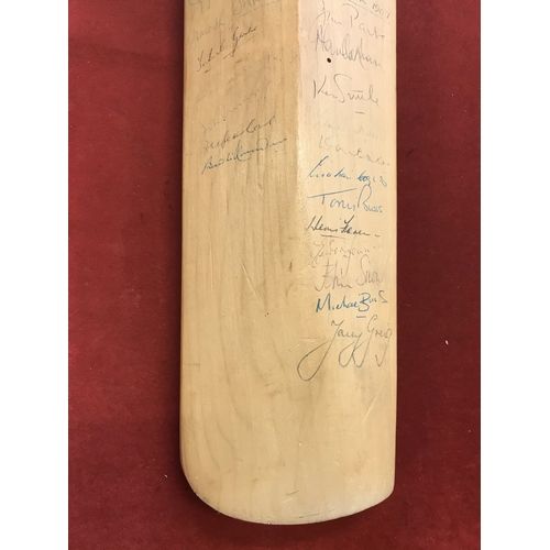 193 - Cricket bat, Duncan Fearnley Len Coldwell autograph bat signed by Worcester, India, Pakistan, Yorksh... 