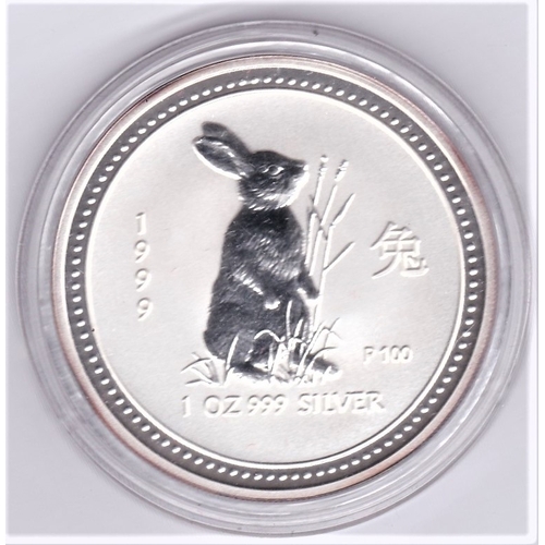 22 - Australia 1999 silver proof dollar rabbit KM 501